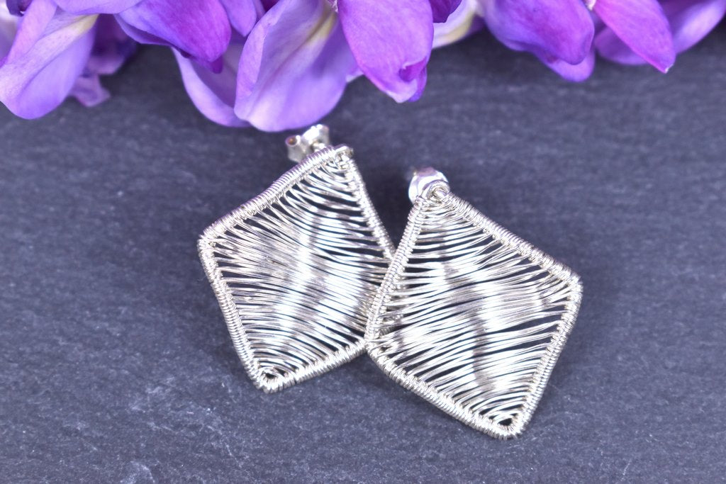 Boucles d'oreilles "Riana" carrées en argent massif