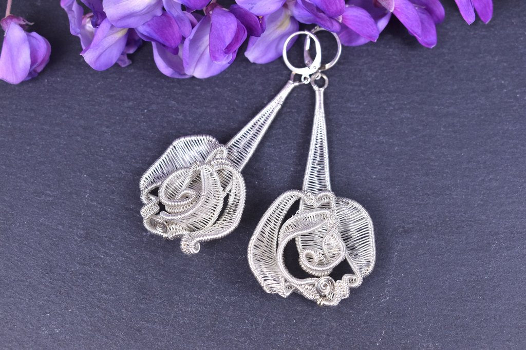 Boucles d'oreilles "Riwanon" torsadées en argent massif