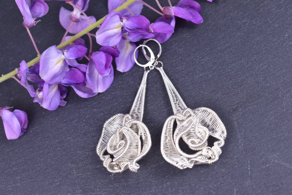 Boucles d'oreilles "Riwanon" torsadées en argent massif