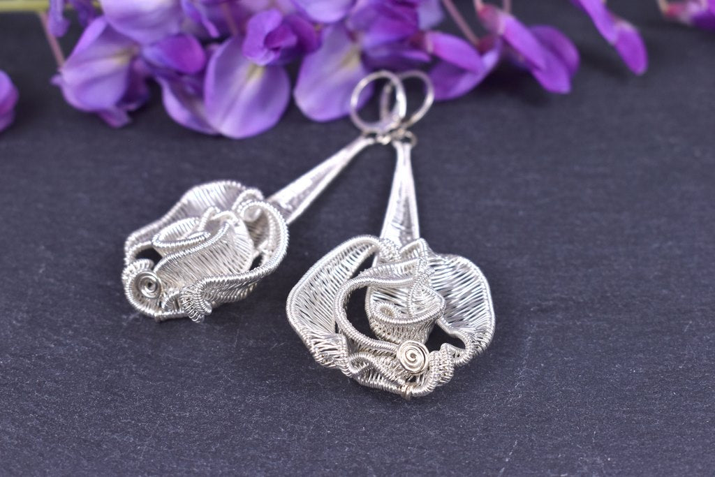 Boucles d'oreilles "Riwanon" torsadées en argent massif