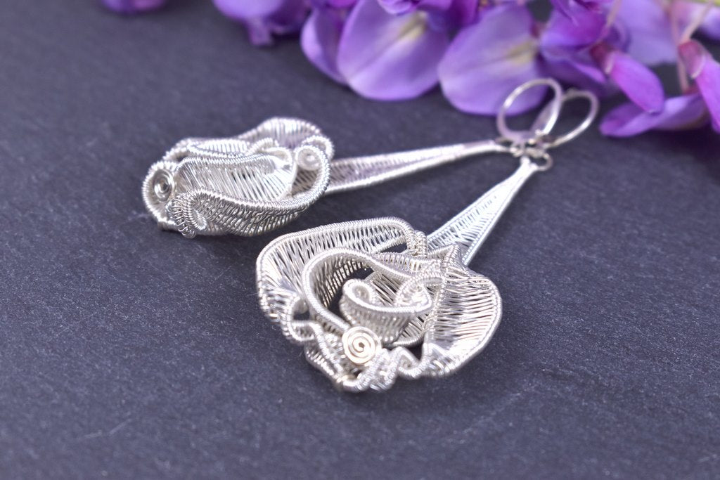 Boucles d'oreilles "Riwanon" torsadées en argent massif