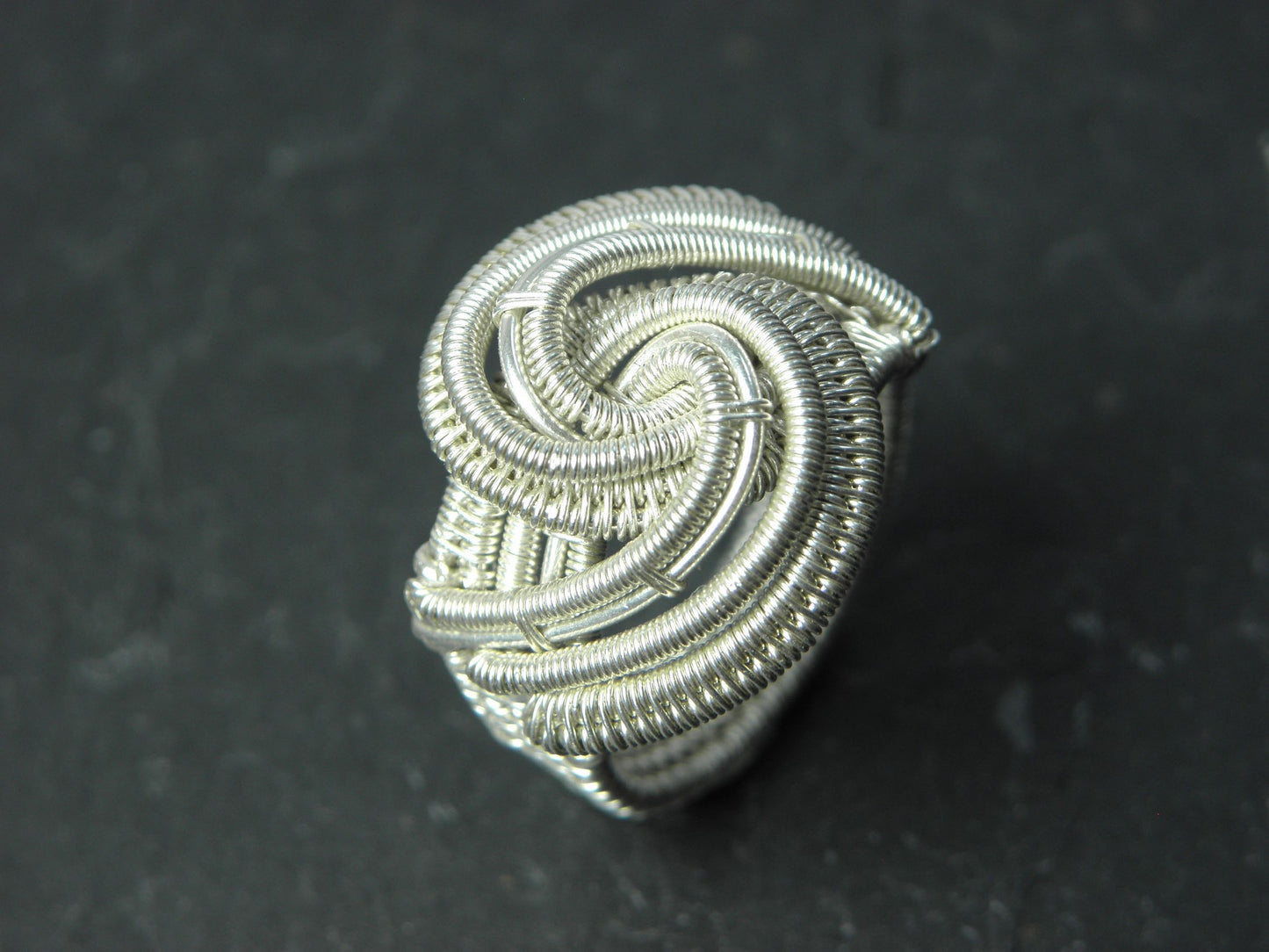 Bague Abiageal en tissage d'argent massif pour femme