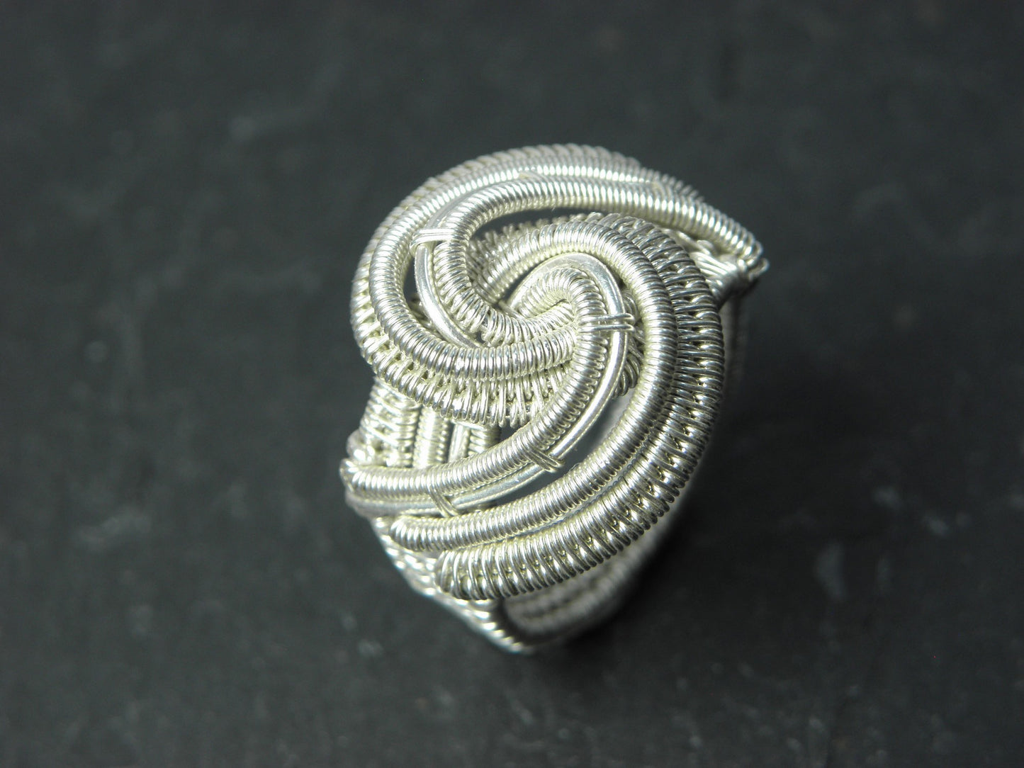 Bague Abiageal en tissage d'argent massif pour femme