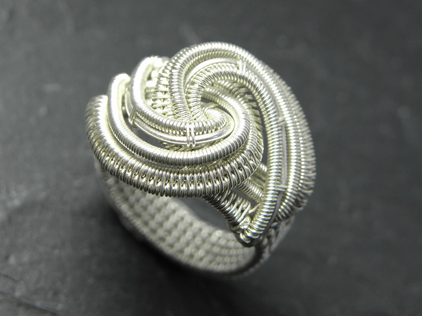 Bague Abiageal en tissage d'argent massif pour femme