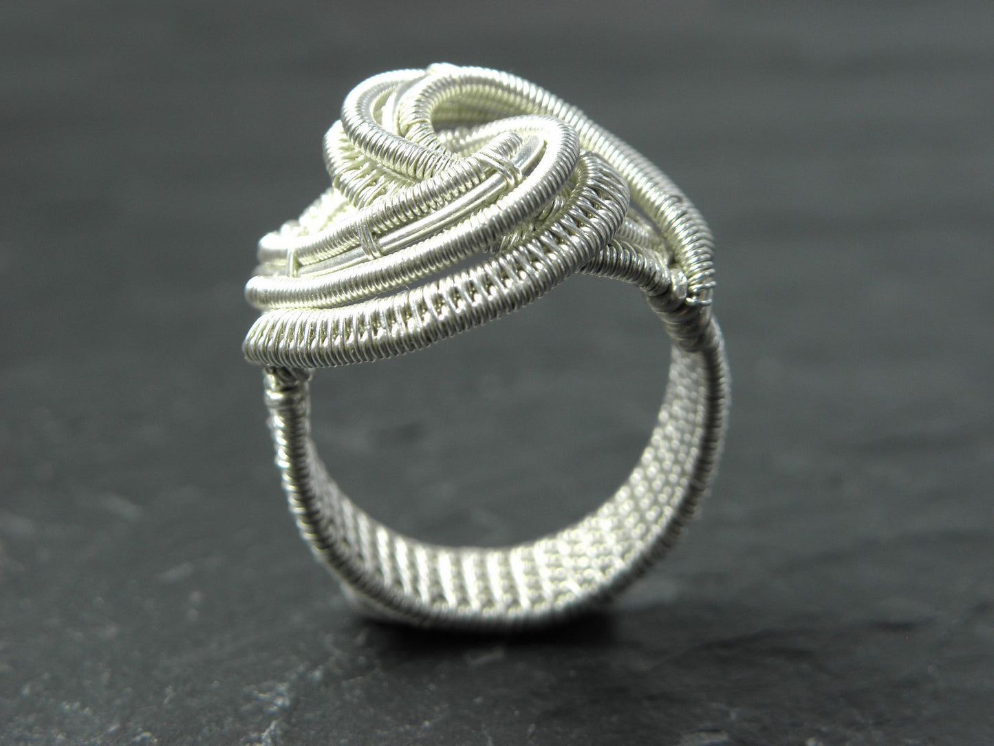 Bague Abiageal en tissage d'argent massif pour femme