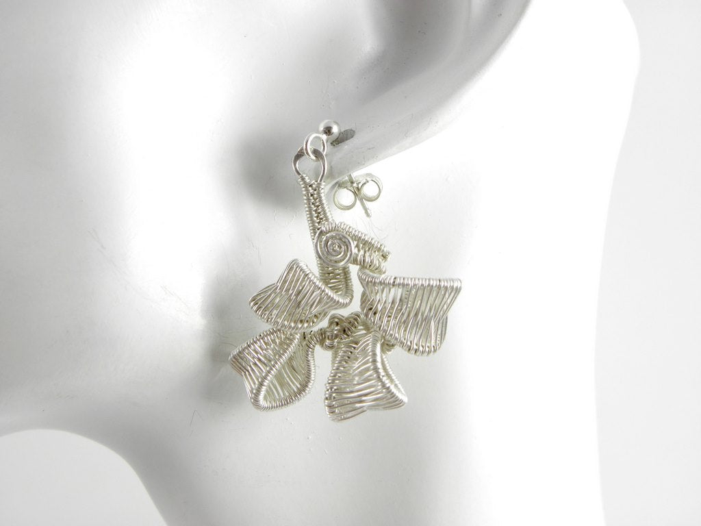 Boucles d'oreilles "Ruvona" tissées emmelées en argent massif