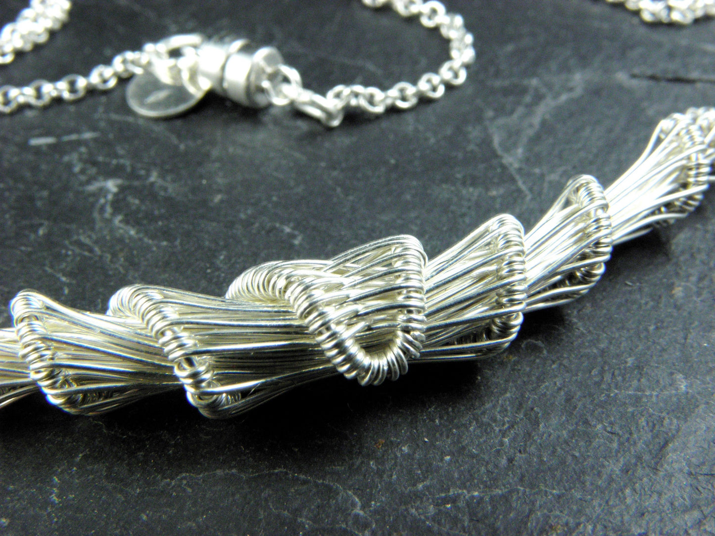 Collier "Cahan" en tissage d'argent massif