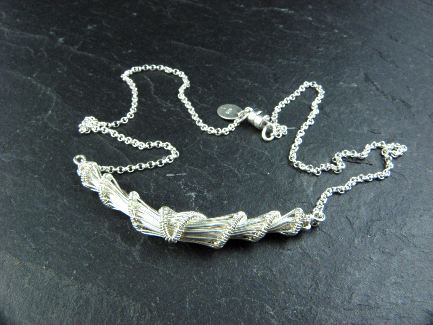 Collier "Cahan" en tissage d'argent massif