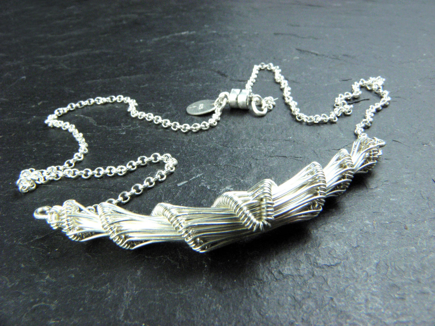 Collier "Cahan" en tissage d'argent massif