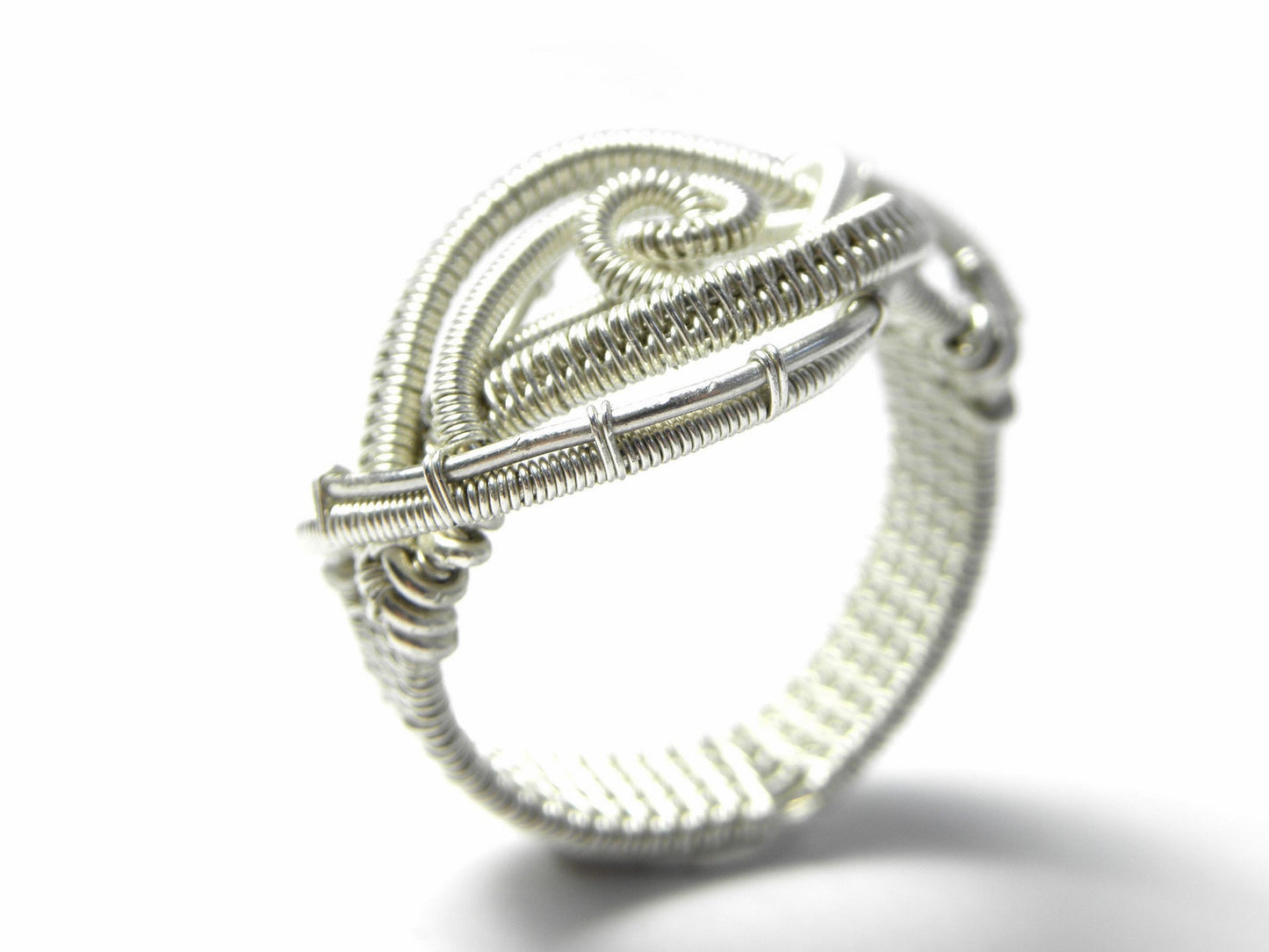 Bague "Aghaistin" entrelacs en argent tissé main