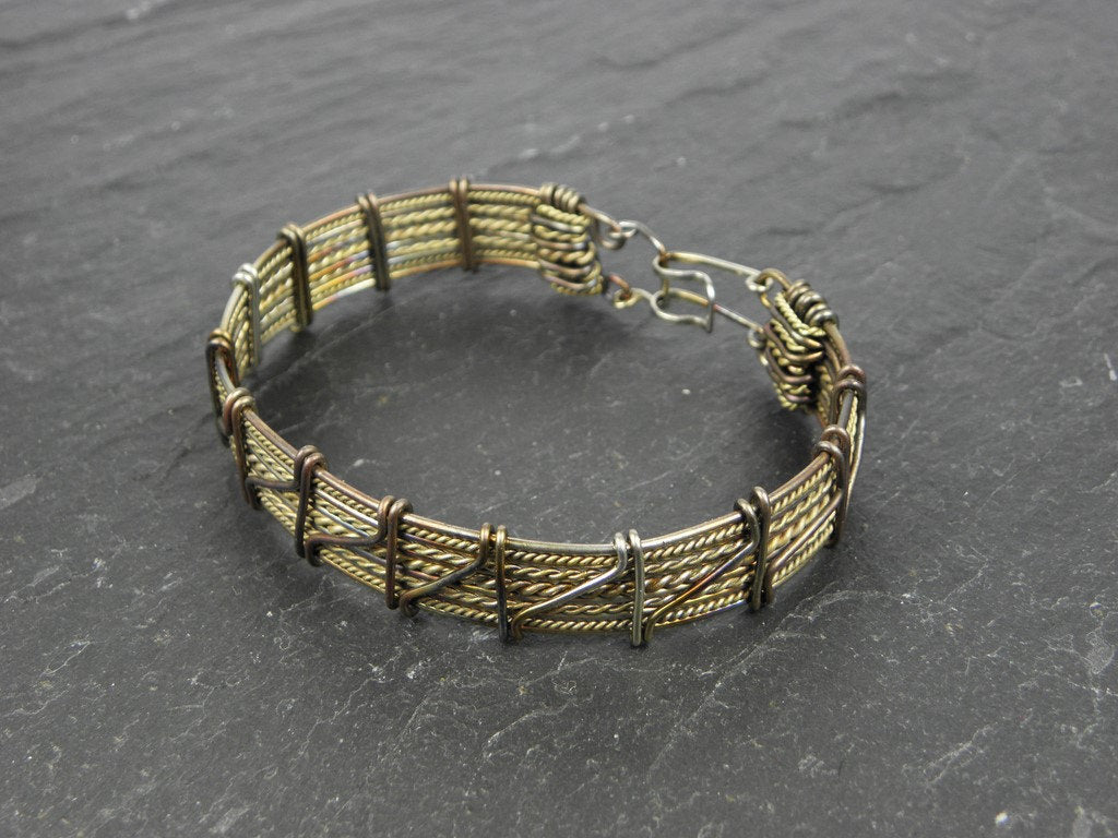 Bracelet homme Braonán tissé en acier et laiton