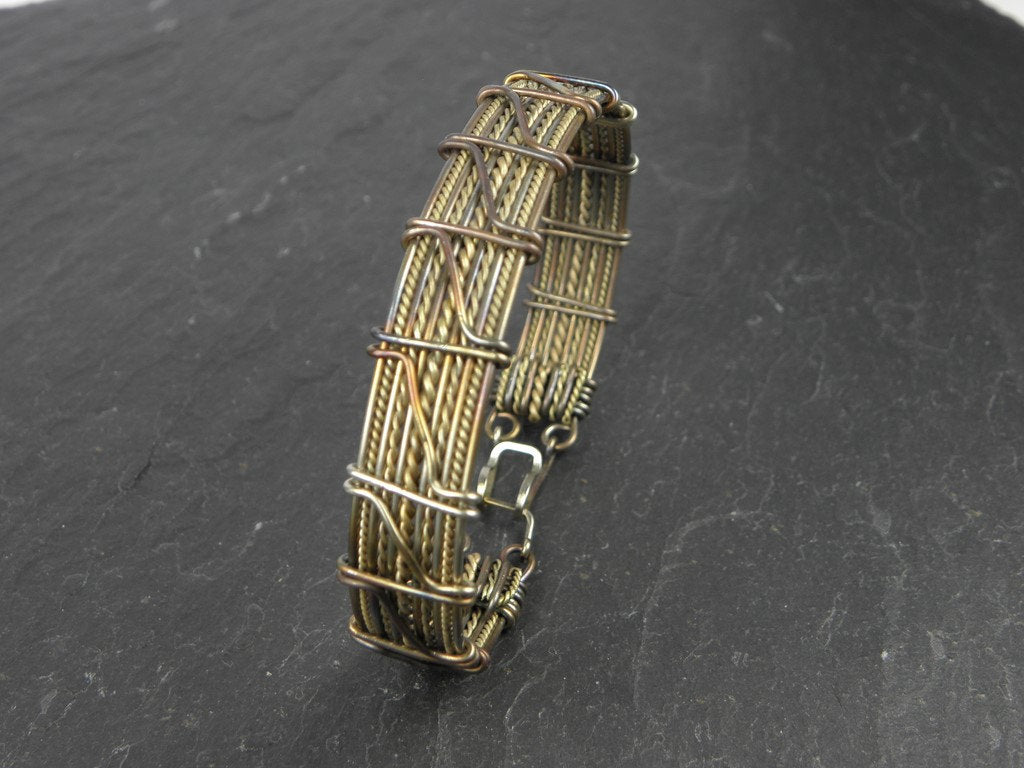 Bracelet homme Braonán tissé en acier et laiton