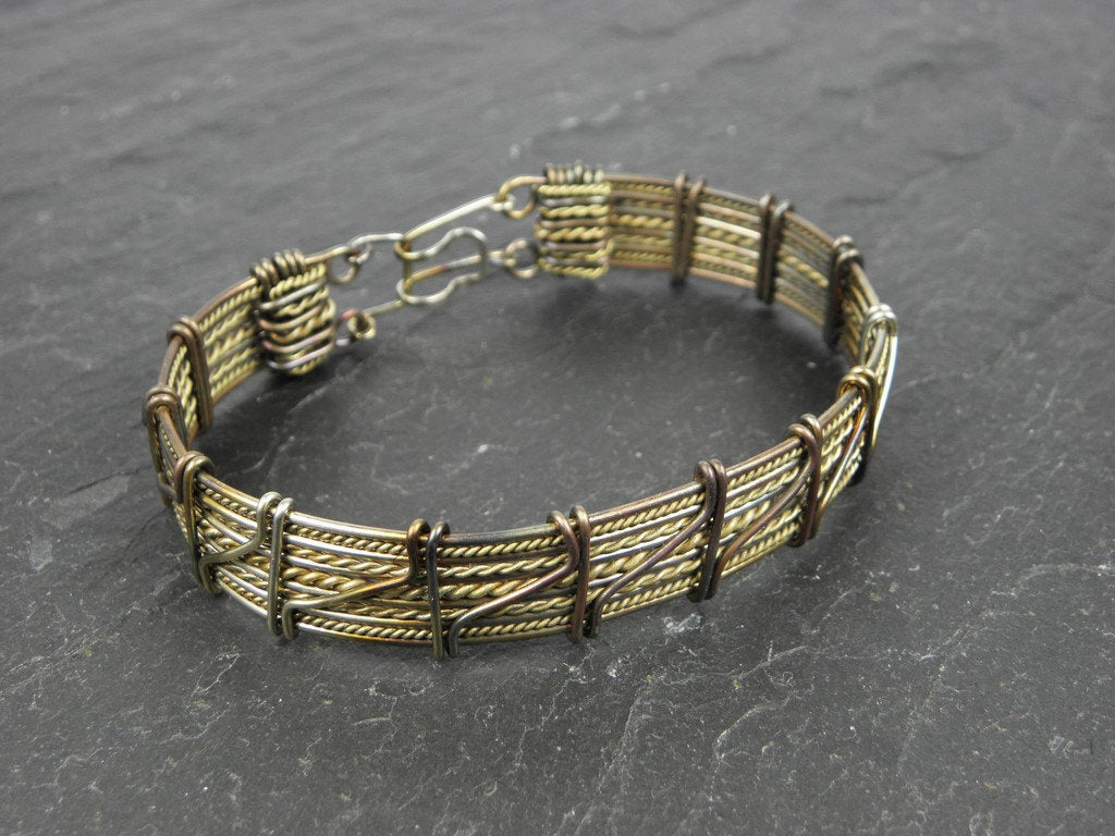 Bracelet homme Braonán tissé en acier et laiton