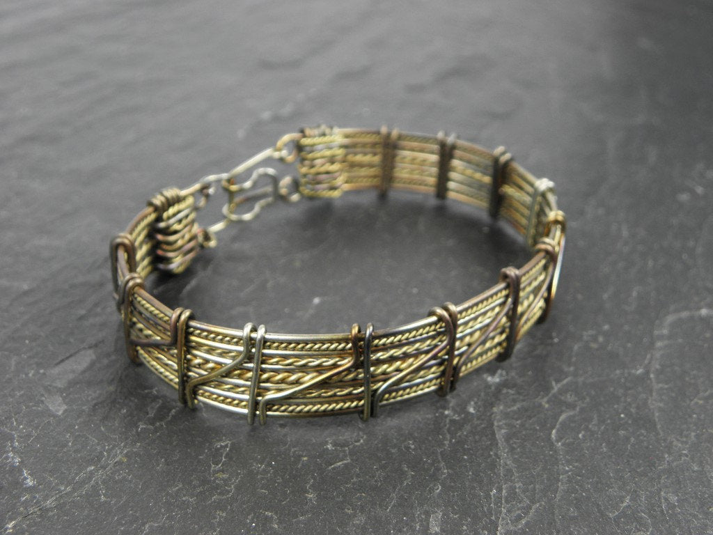 Bracelet homme Braonán tissé en acier et laiton