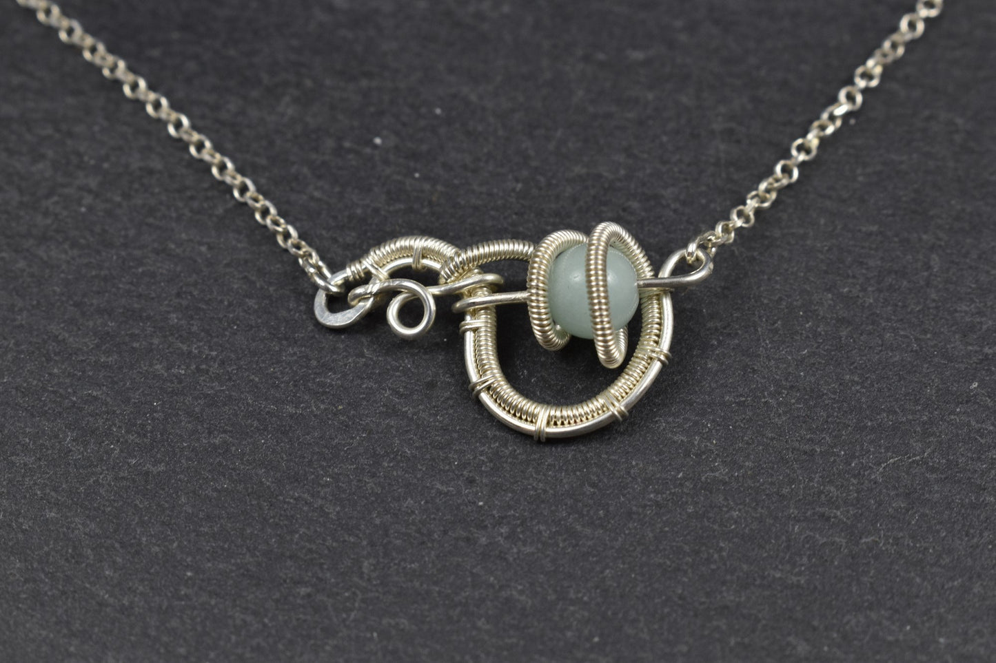 Collier tissé en argent massif et Pierre Amazonite