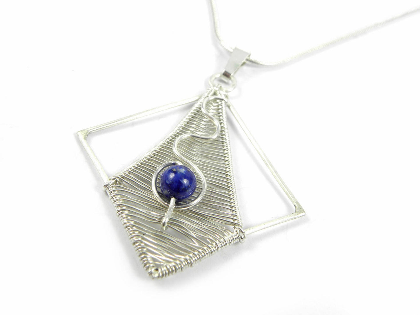 VENDU ! !  Pendentif Lapis Lazuli "Eilidh" tissé en Argent Massif