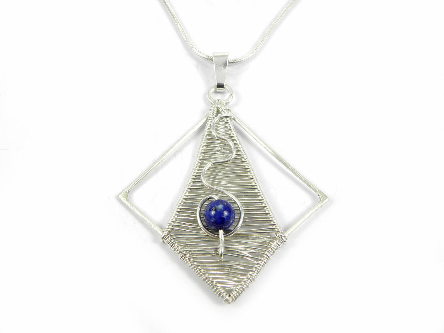 VENDU ! !  Pendentif Lapis Lazuli "Eilidh" tissé en Argent Massif