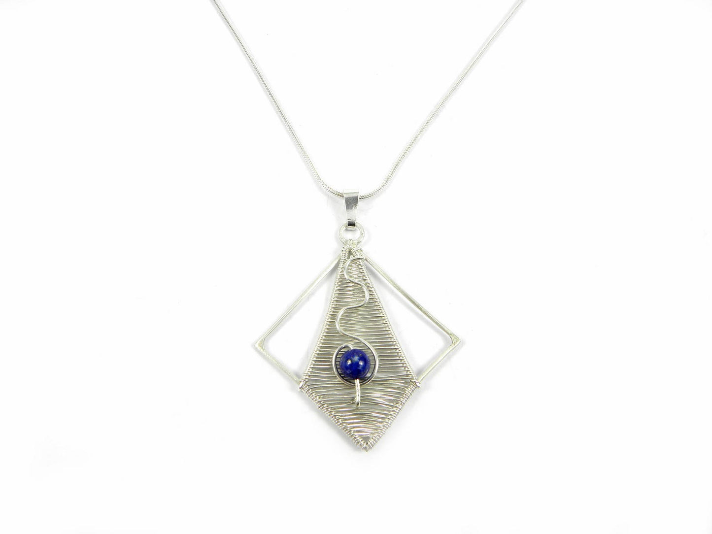 VENDU ! !  Pendentif Lapis Lazuli "Eilidh" tissé en Argent Massif