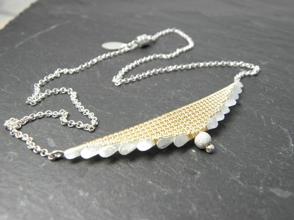 Collier "Trivin Or", tissé en Or 18k et Argent Massif