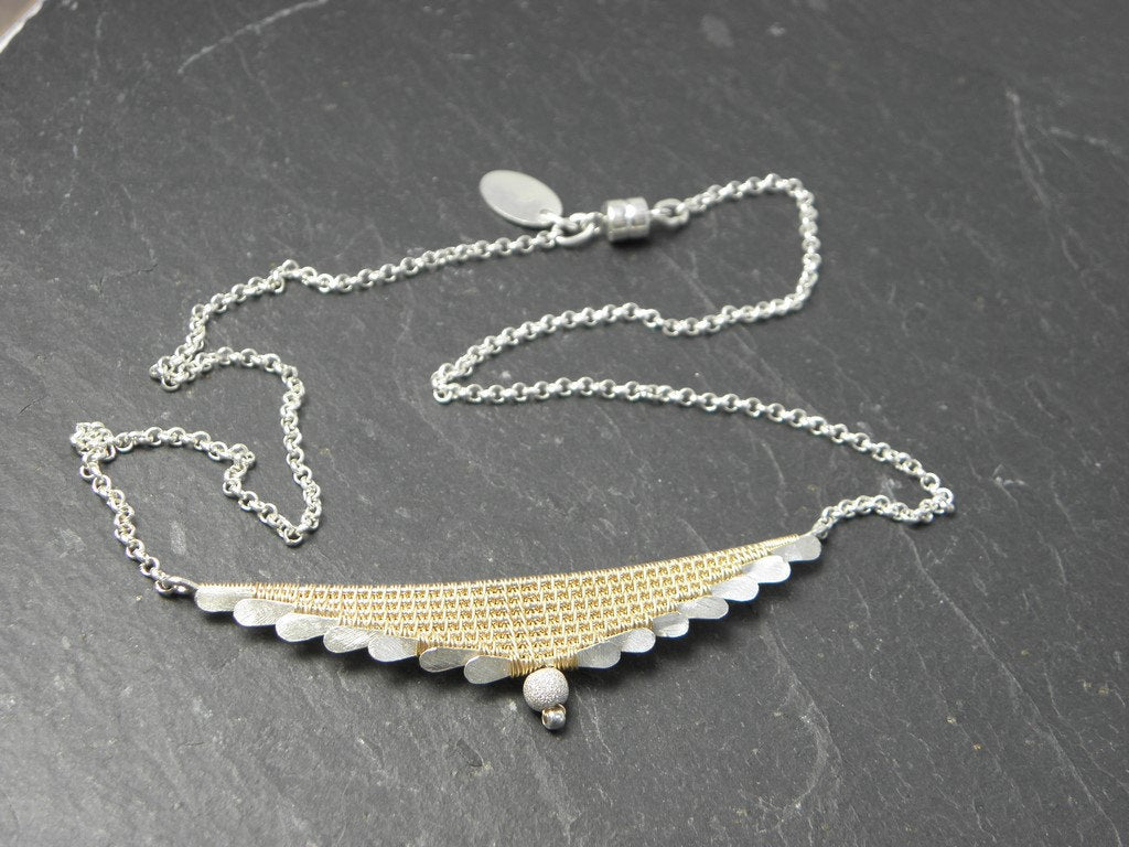 Collier "Trivin Or", tissé en Or 18k et Argent Massif