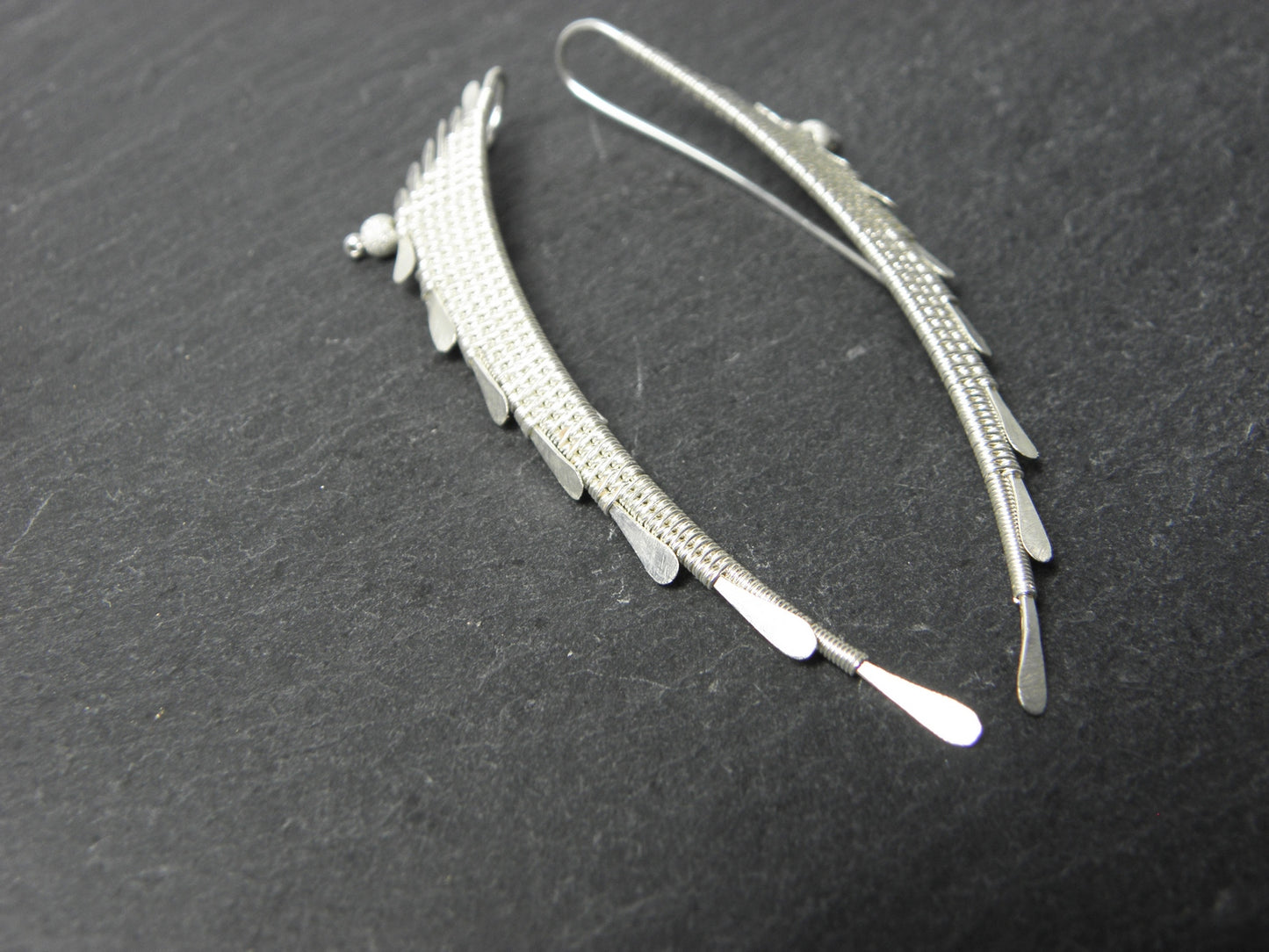 Boucles d'oreilles "Tybie", tissé en Argent Massif