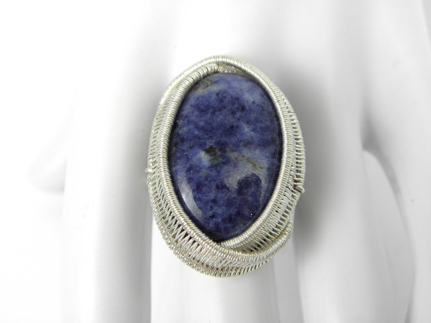 VENDUE ! Bague Sodalite taille 57 et argent tissé main